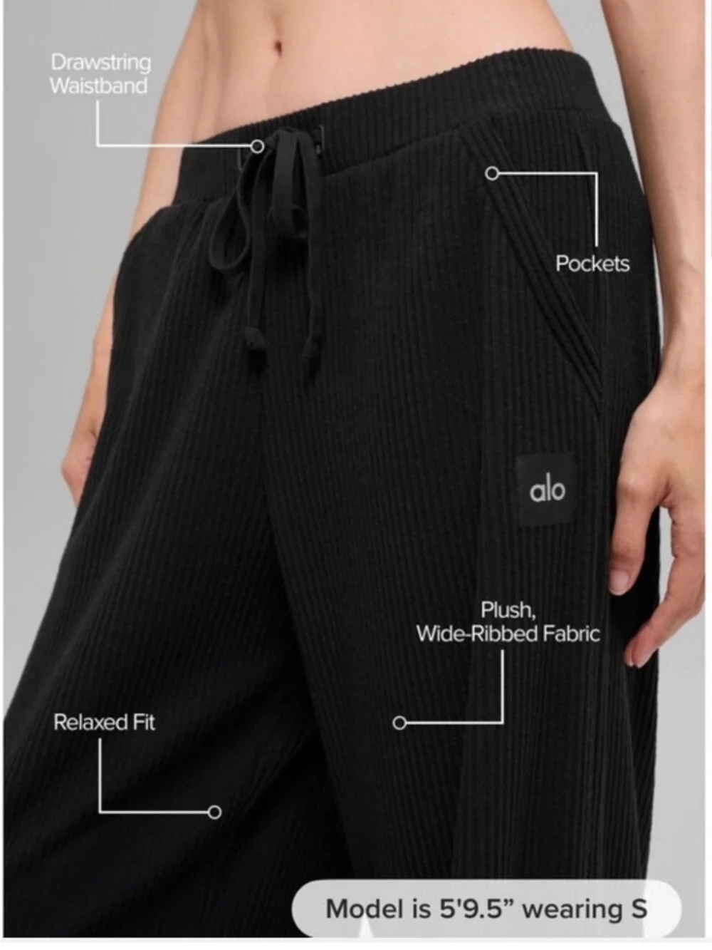 NEW ALO Muse Wide Leg Pants Black Size Small